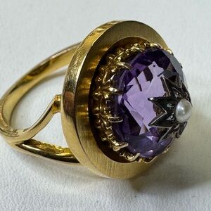 14k Victorian Amethyst w/ Seed Pearl Ring